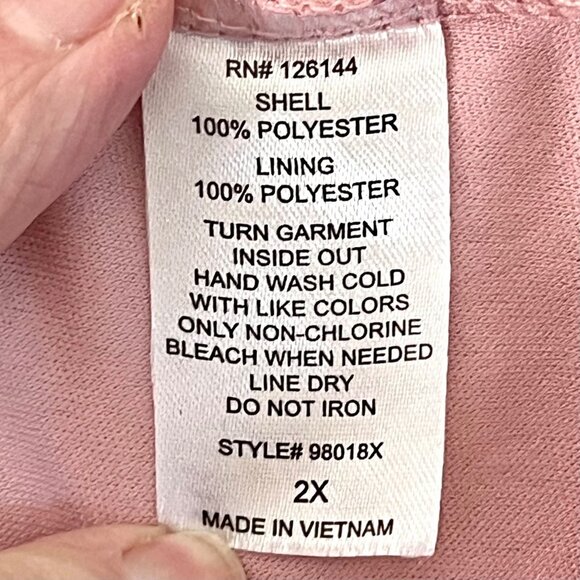 Pretty Pink Top Tank w/ Attached Lace Overlay Size 2X Pearl Feature by Jade Moon - Picture 7 of 12